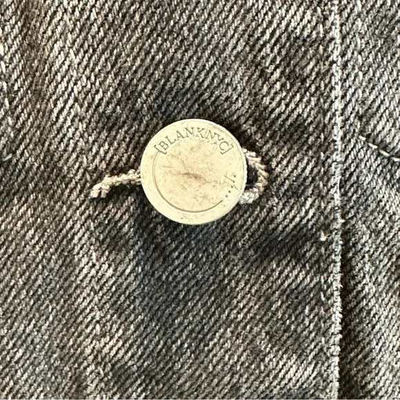 Blank NYC Thrill Seeker Peplum Distressed Black Charcoal Denim Jacket Sz S - Picture 7 of 13